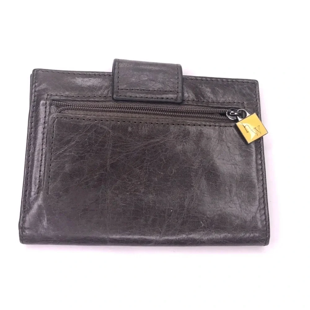 Helen Welsh Wallet Bifold Gray Leather Snap Closure 4